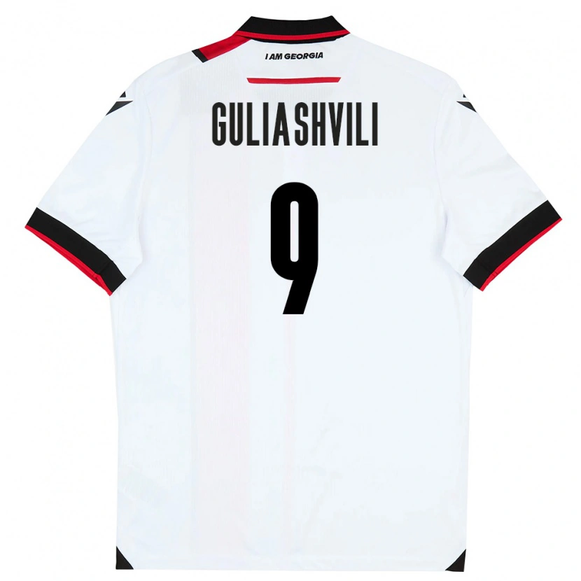 Danxen Niño Camiseta Georgia Giorgi Guliashvili #9 Blanco Negro Rojo 1ª Equipación 26-28 La Camisa México