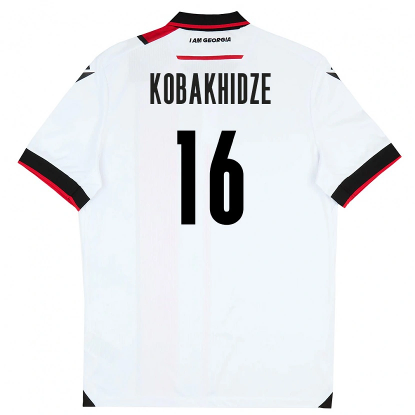 Danxen Niño Camiseta Georgia Georgiy Kobakhidze #16 Blanco Negro Rojo 1ª Equipación 26-28 La Camisa México