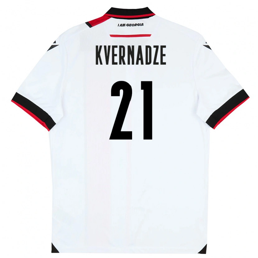 Danxen Niño Camiseta Georgia Giorgi Kvernadze #21 Blanco Negro Rojo 1ª Equipación 26-28 La Camisa México