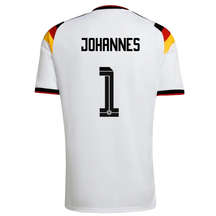Danxen Niño Camiseta Alemania Stina Johannes #1 Blanco Negro Rojo 1ª Equipación 26-28 La Camisa México