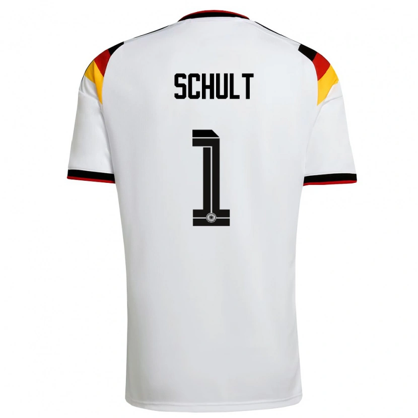 Danxen Niño Camiseta Alemania Almuth Schult #1 Blanco Negro Rojo 1ª Equipación 26-28 La Camisa México