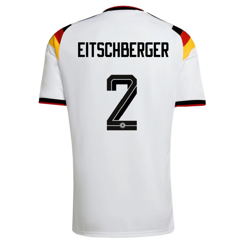 Danxen Niño Camiseta Alemania Julian Eitschberger #2 Blanco Negro Rojo 1ª Equipación 26-28 La Camisa México