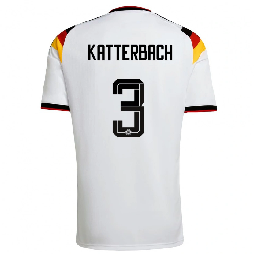 Danxen Niño Camiseta Alemania Noah Katterbach #3 Blanco Negro Rojo 1ª Equipación 26-28 La Camisa México