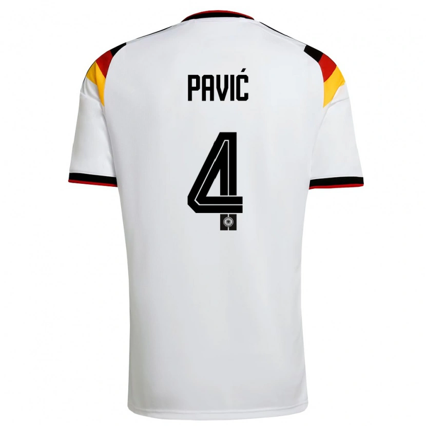 Danxen Niño Camiseta Alemania Filip Pavić #4 Blanco Negro Rojo 1ª Equipación 26-28 La Camisa México