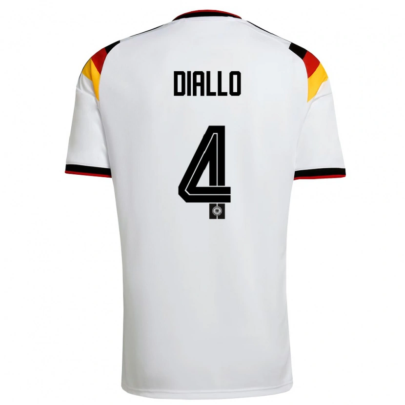 Danxen Niño Camiseta Alemania Jerome Diallo #4 Blanco Negro Rojo 1ª Equipación 26-28 La Camisa México