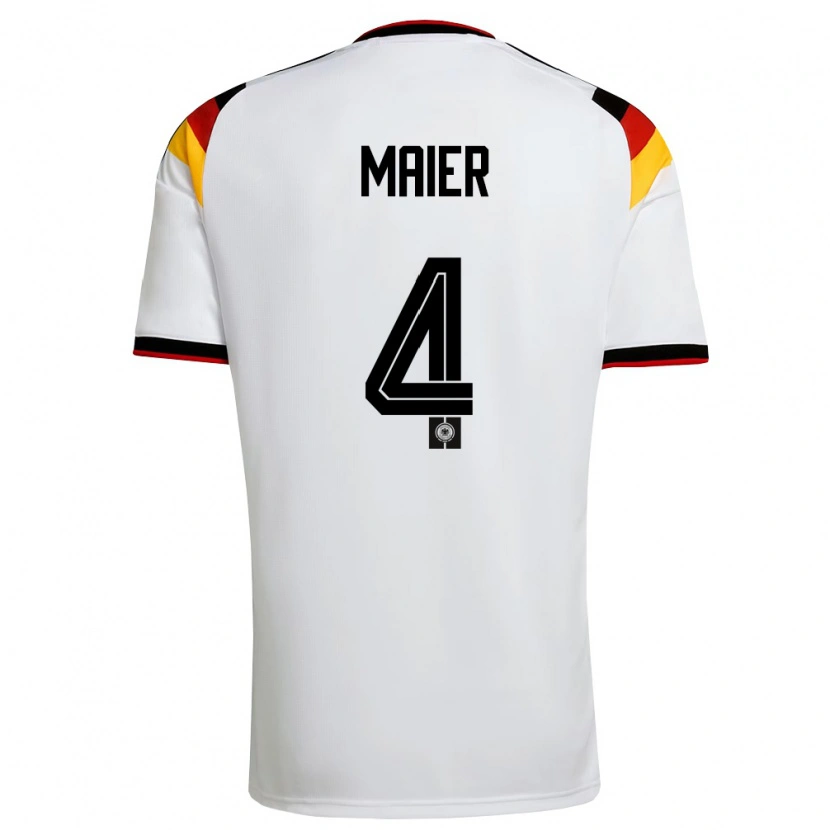Danxen Niño Camiseta Alemania Leonie Maier #4 Blanco Negro Rojo 1ª Equipación 26-28 La Camisa México