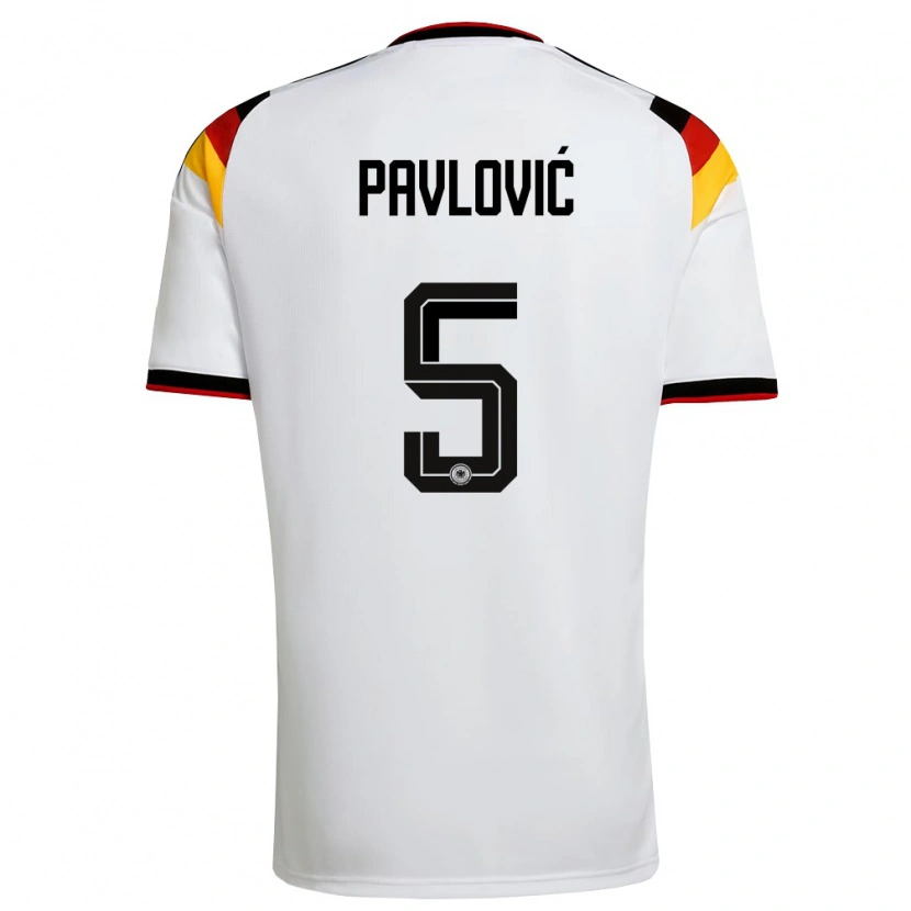 Danxen Niño Camiseta Alemania Aleksandar Pavlovic #5 Blanco Negro Rojo 1ª Equipación 26-28 La Camisa México