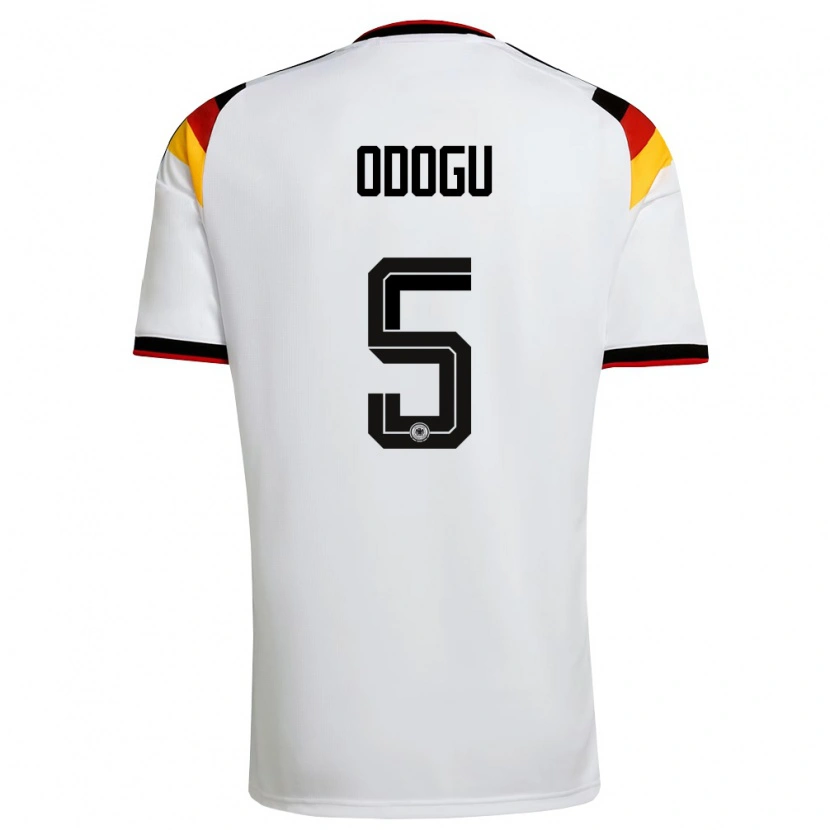 Danxen Niño Camiseta Alemania David Odogu #5 Blanco Negro Rojo 1ª Equipación 26-28 La Camisa México