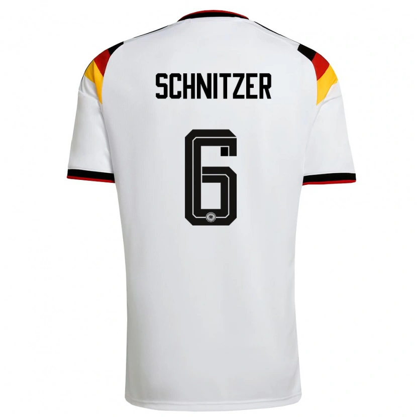 Danxen Niño Camiseta Alemania Tim Schnitzer #6 Blanco Negro Rojo 1ª Equipación 26-28 La Camisa México