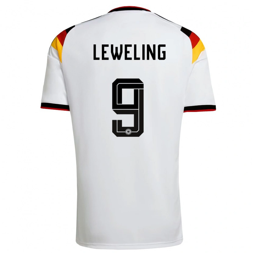 Danxen Niño Camiseta Alemania Jamie Leweling #9 Blanco Negro Rojo 1ª Equipación 26-28 La Camisa México