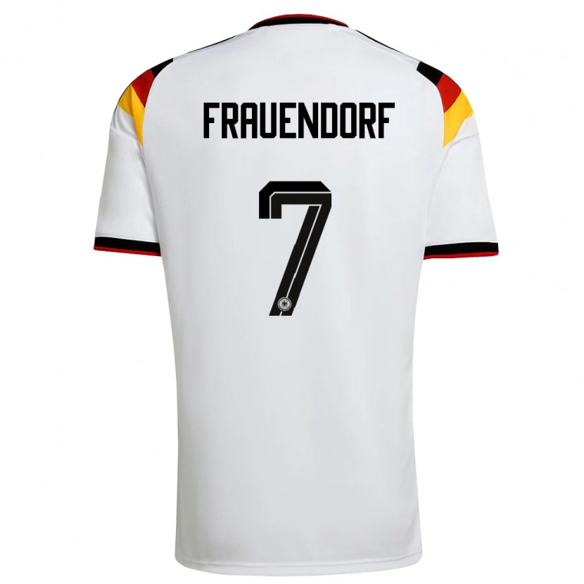 Danxen Niño Camiseta Alemania Melkamu Frauendorf #7 Blanco Negro Rojo 1ª Equipación 26-28 La Camisa México