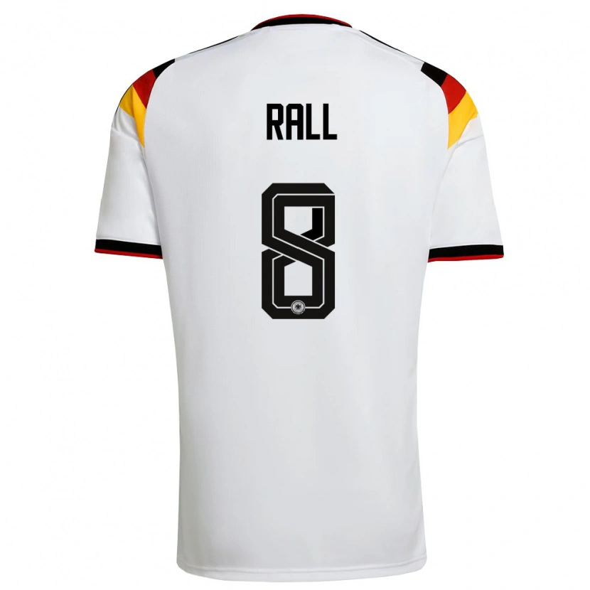 Danxen Niño Camiseta Alemania Maximiliane Rall #8 Blanco Negro Rojo 1ª Equipación 26-28 La Camisa México