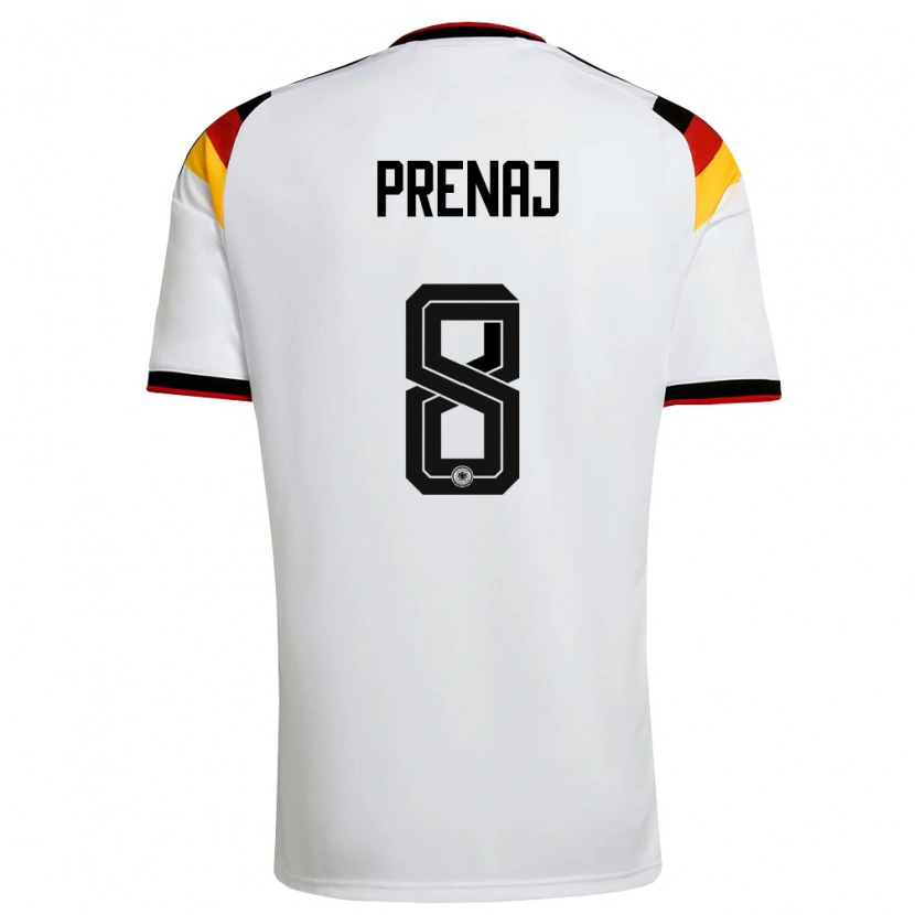 Danxen Niño Camiseta Alemania Christian Prenaj #8 Blanco Negro Rojo 1ª Equipación 26-28 La Camisa México