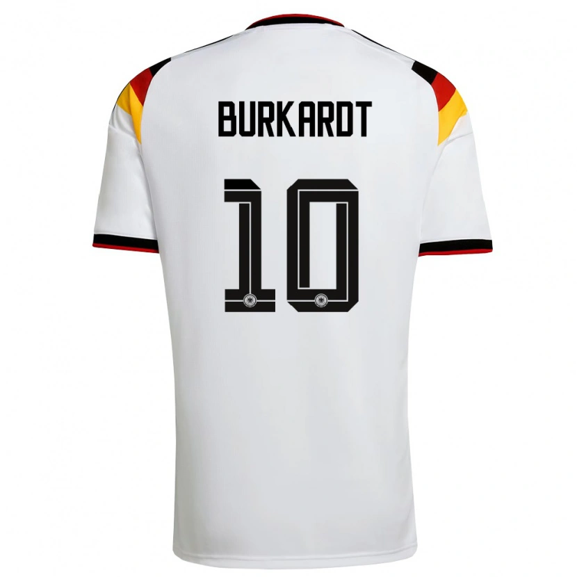 Danxen Niño Camiseta Alemania Jonathan Burkardt #10 Blanco Negro Rojo 1ª Equipación 26-28 La Camisa México