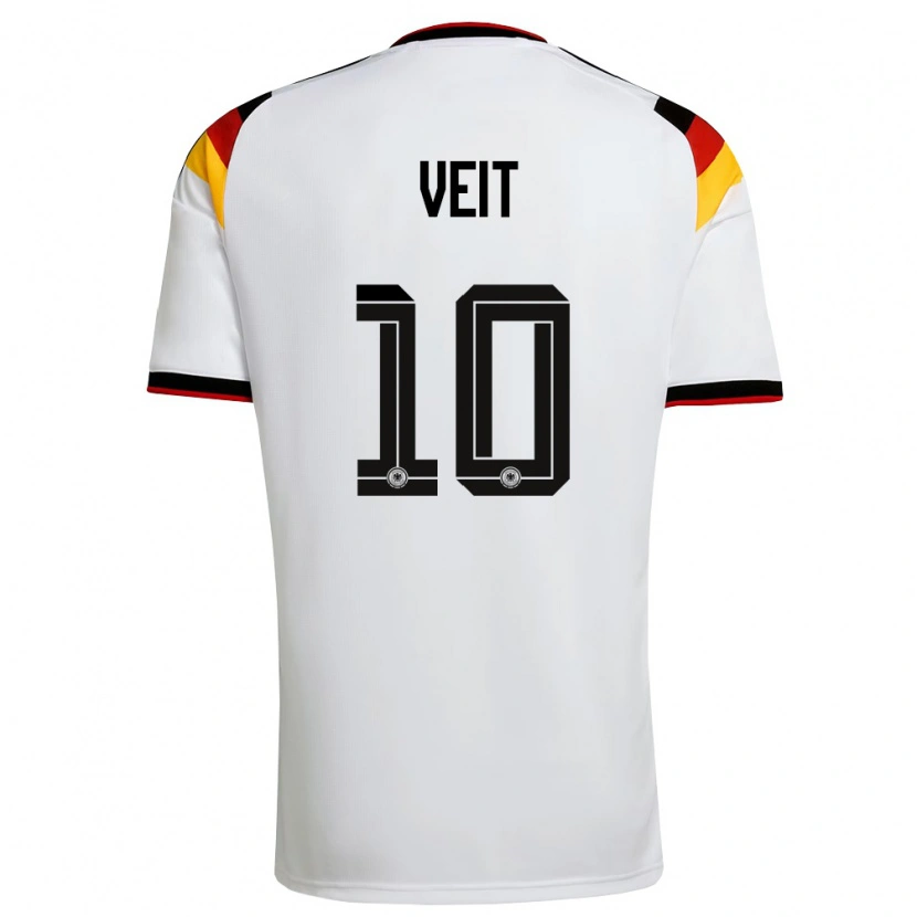 Danxen Niño Camiseta Alemania Jannik Veit #10 Blanco Negro Rojo 1ª Equipación 26-28 La Camisa México