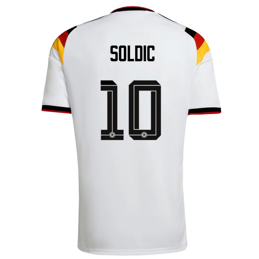 Danxen Niño Camiseta Alemania Marko Soldic #10 Blanco Negro Rojo 1ª Equipación 26-28 La Camisa México