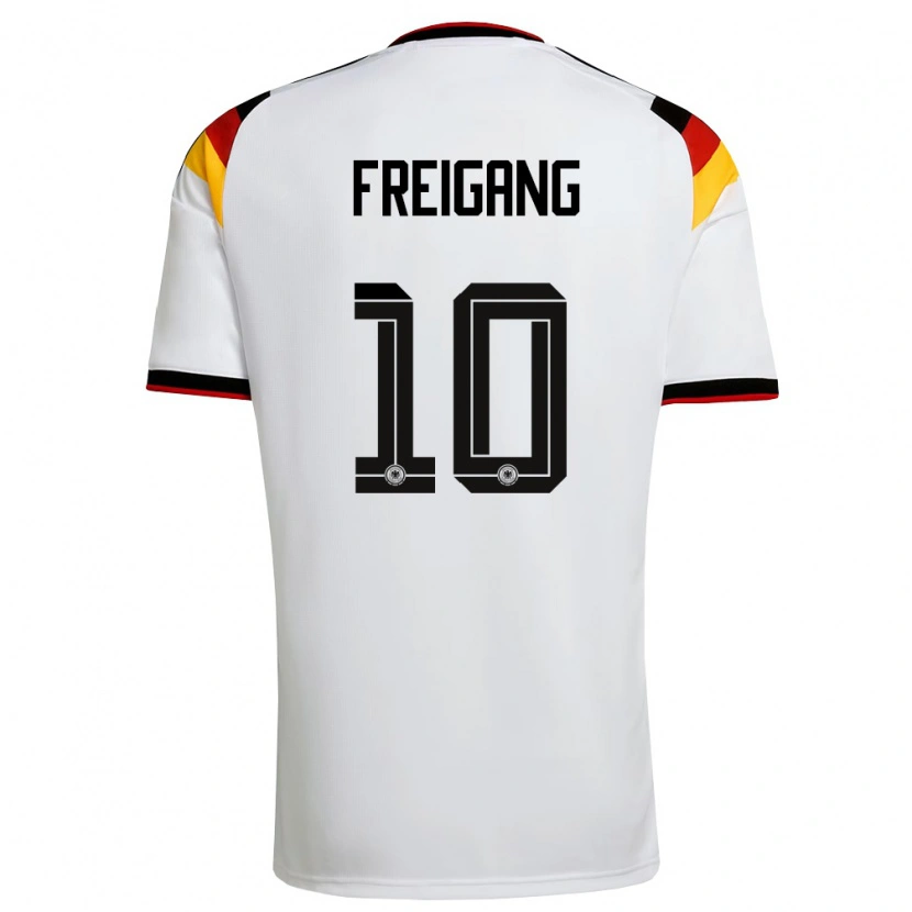 Danxen Niño Camiseta Alemania Laura Freigang #10 Blanco Negro Rojo 1ª Equipación 26-28 La Camisa México