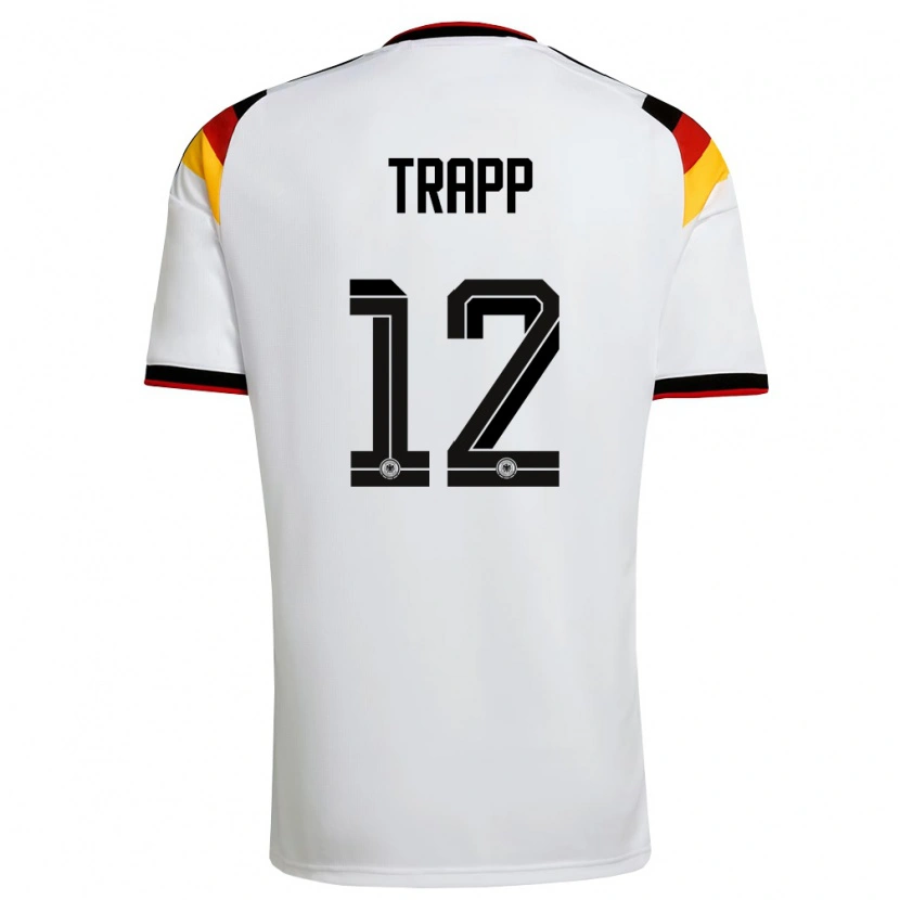 Danxen Niño Camiseta Alemania Kevin Trapp #12 Blanco Negro Rojo 1ª Equipación 26-28 La Camisa México