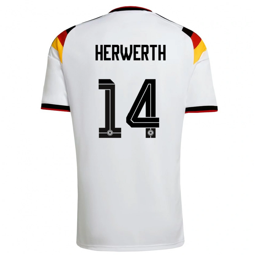 Danxen Niño Camiseta Alemania Maximilian Herwerth #14 Blanco Negro Rojo 1ª Equipación 26-28 La Camisa México