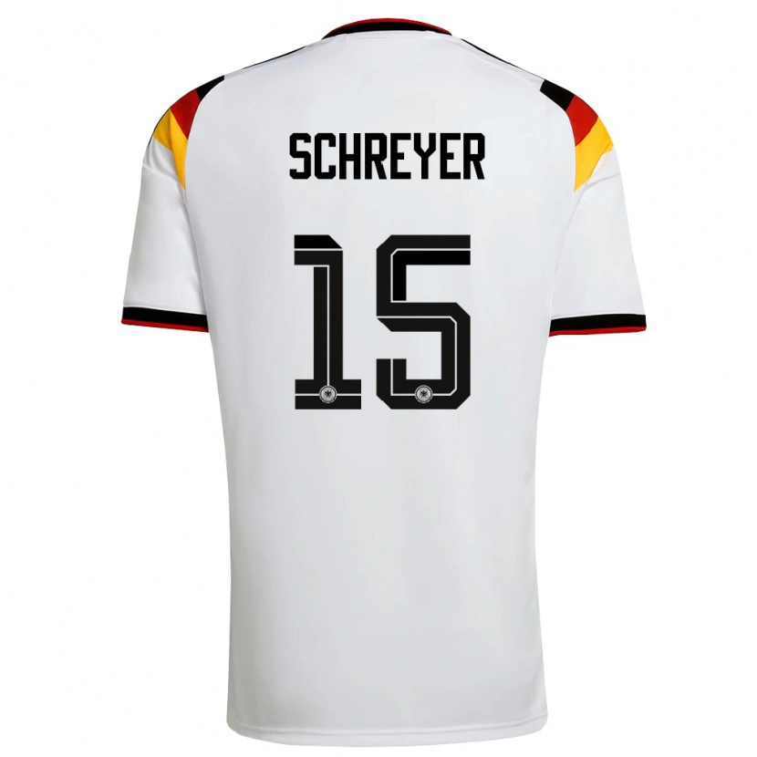 Danxen Niño Camiseta Alemania Tim Schreyer #15 Blanco Negro Rojo 1ª Equipación 26-28 La Camisa México