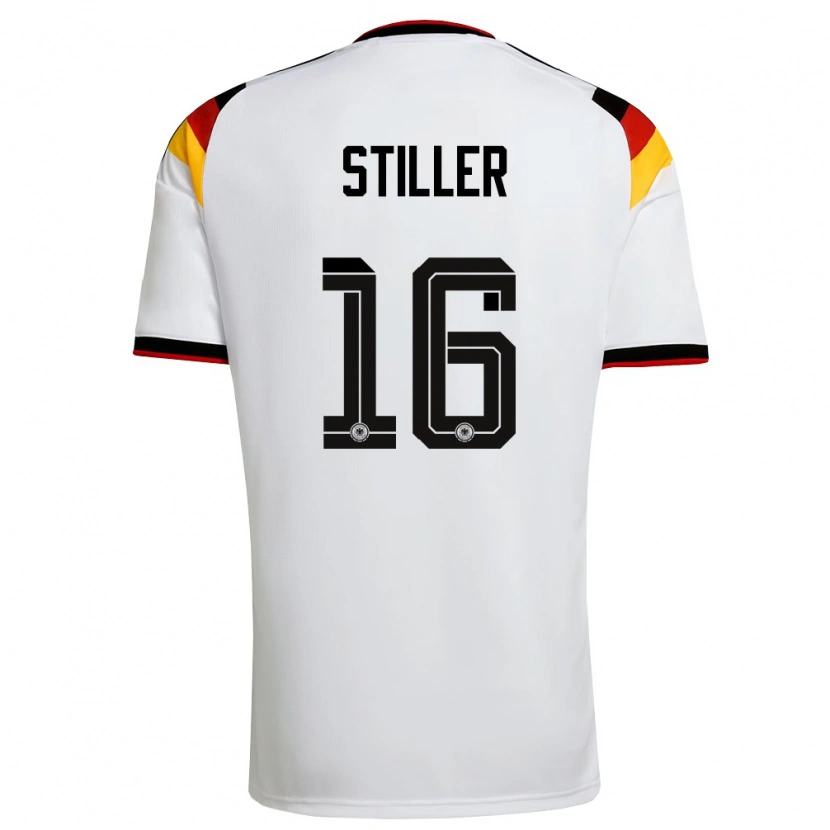 Danxen Niño Camiseta Alemania Angelo Stiller #16 Blanco Negro Rojo 1ª Equipación 26-28 La Camisa México
