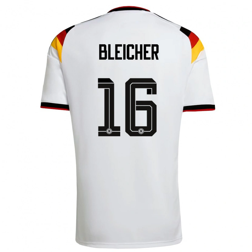 Danxen Niño Camiseta Alemania Franz Xaver Bleicher #16 Blanco Negro Rojo 1ª Equipación 26-28 La Camisa México