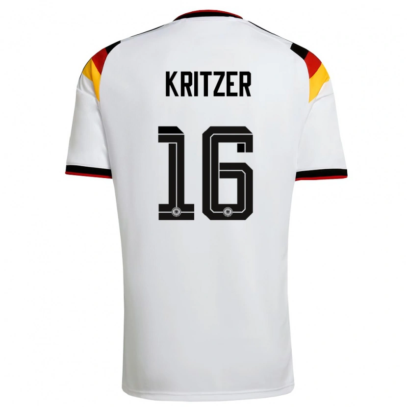 Danxen Niño Camiseta Alemania Mateo Kritzer #16 Blanco Negro Rojo 1ª Equipación 26-28 La Camisa México