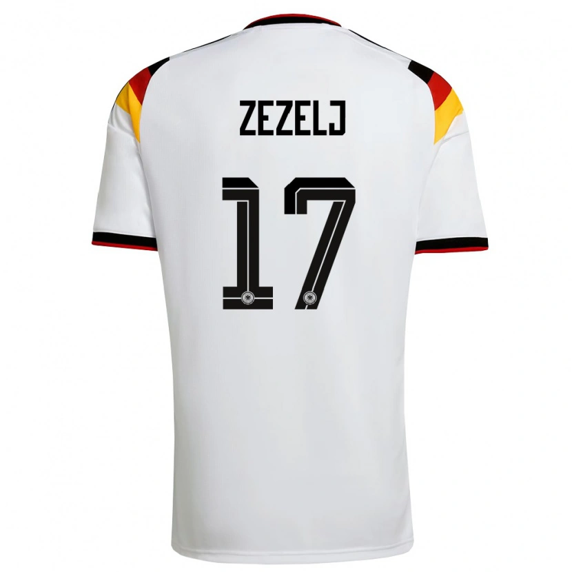 Danxen Niño Camiseta Alemania Neno Zezelj #17 Blanco Negro Rojo 1ª Equipación 26-28 La Camisa México