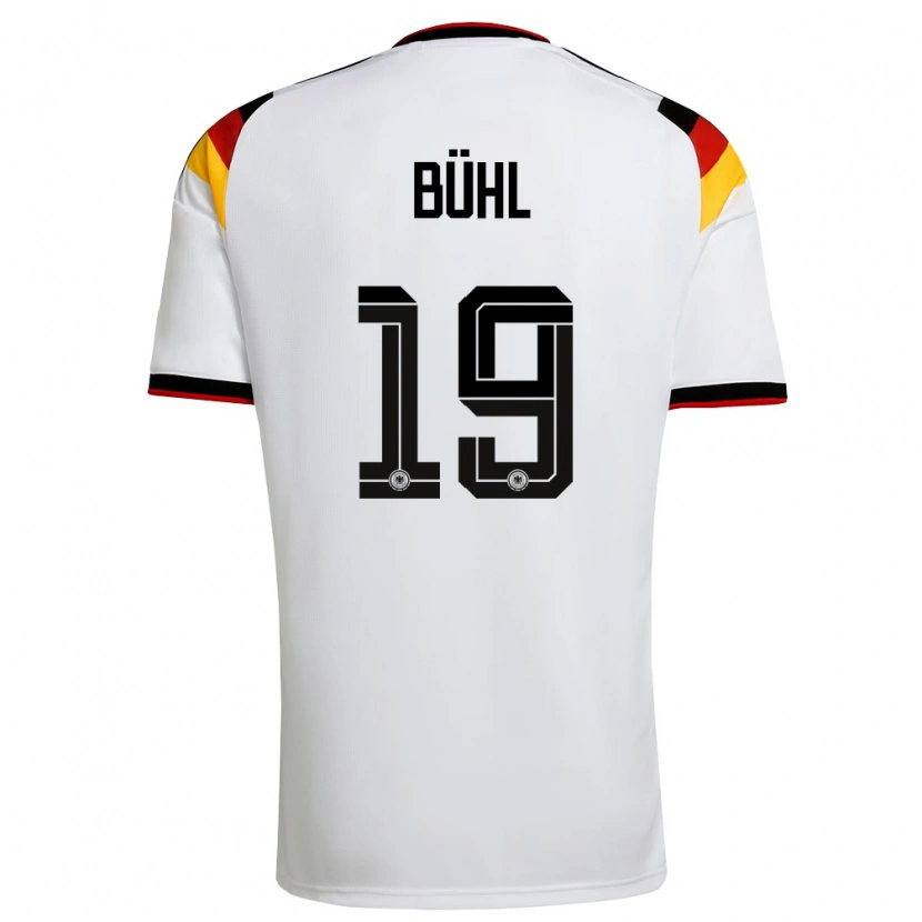 Danxen Niño Camiseta Alemania Klara Buhl #19 Blanco Negro Rojo 1ª Equipación 26-28 La Camisa México