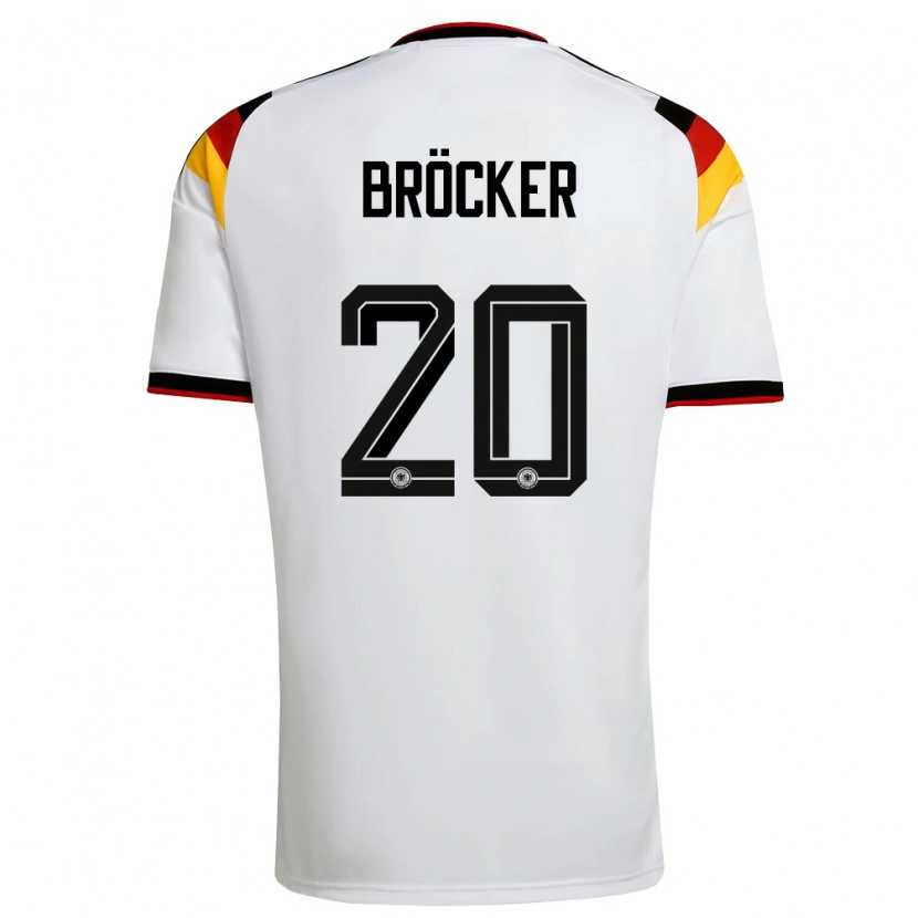 Danxen Niño Camiseta Alemania Mads Bröcker #20 Blanco Negro Rojo 1ª Equipación 26-28 La Camisa México