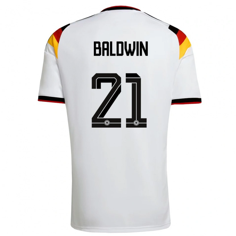 Danxen Niño Camiseta Alemania Kevin Baldwin #21 Blanco Negro Rojo 1ª Equipación 26-28 La Camisa México