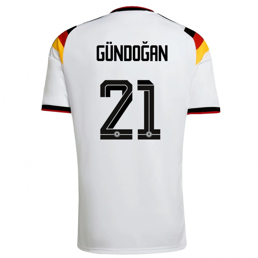 Danxen Niño Camiseta Alemania Ilkay Gundogan #21 Blanco Negro Rojo 1ª Equipación 26-28 La Camisa México