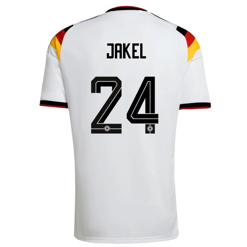 Danxen Niño Camiseta Alemania Frederik Jakel #24 Blanco Negro Rojo 1ª Equipación 26-28 La Camisa México
