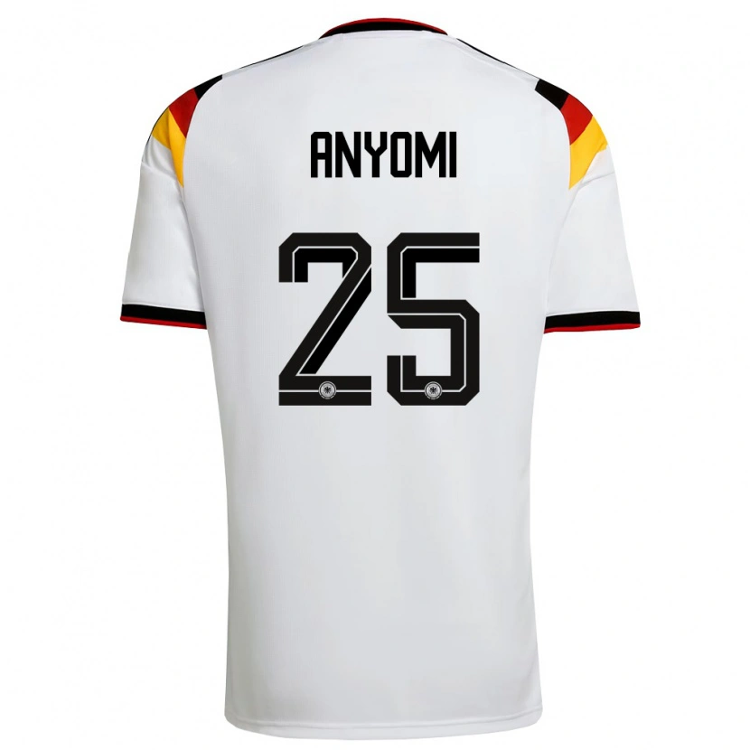 Danxen Niño Camiseta Alemania Nicole Anyomi #25 Blanco Negro Rojo 1ª Equipación 26-28 La Camisa México
