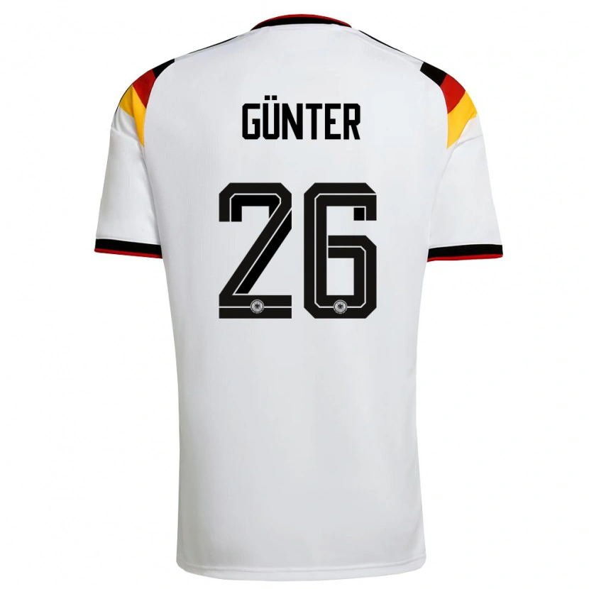 Danxen Niño Camiseta Alemania Christian Günter #26 Blanco Negro Rojo 1ª Equipación 26-28 La Camisa México