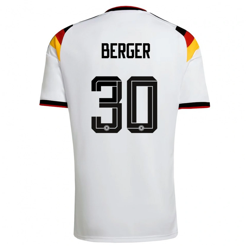 Danxen Niño Camiseta Alemania Ann Katrin Berger #30 Blanco Negro Rojo 1ª Equipación 26-28 La Camisa México