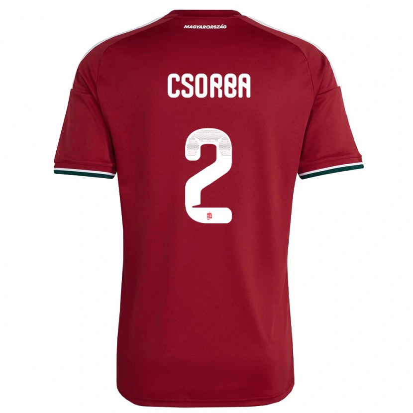 Danxen Niño Camiseta Hungría Dominik Csorba #2 Rojo Blanco Verde 1ª Equipación 26-28 La Camisa México