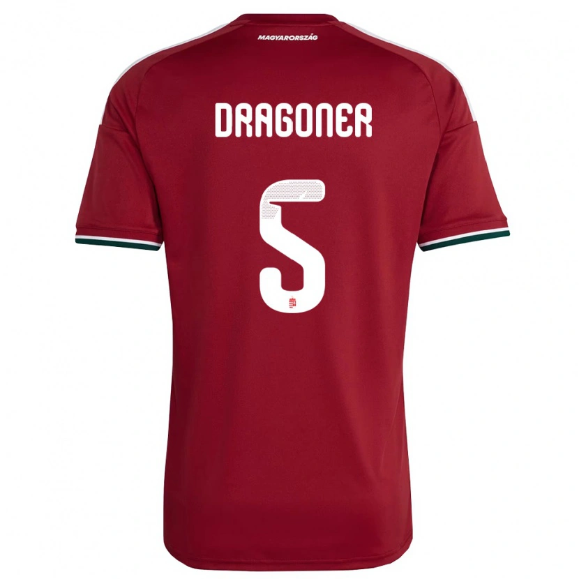 Danxen Niño Camiseta Hungría Áron Dragóner #5 Rojo Blanco Verde 1ª Equipación 26-28 La Camisa México