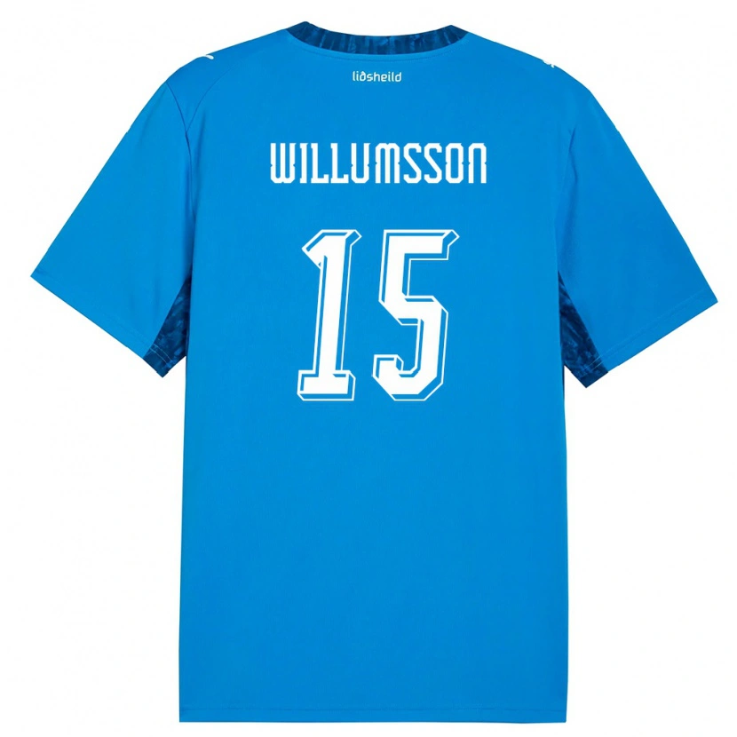 Danxen Niño Camiseta Islandia Willum Thór Willumsson #15 Azul Marino 1ª Equipación 26-28 La Camisa México