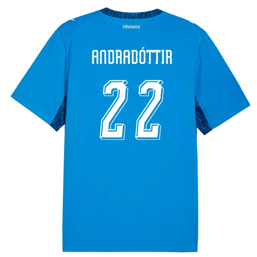 Danxen Niño Camiseta Islandia Amanda Andradóttir #22 Azul Marino 1ª Equipación 26-28 La Camisa México