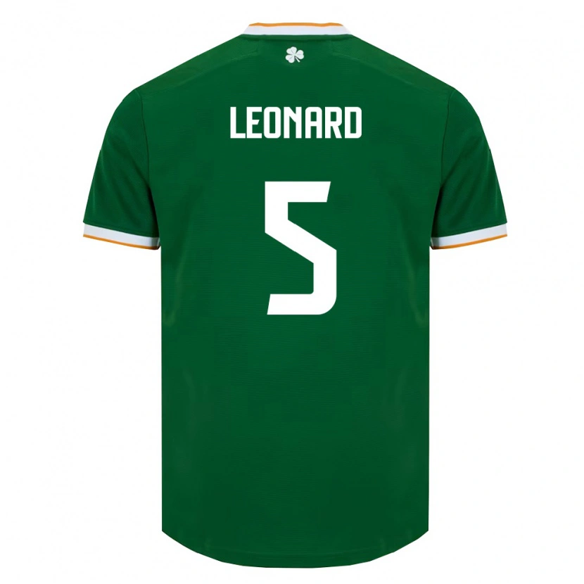 Danxen Niño Camiseta Irlanda Vinnie Leonard #5 Verde Oscuro Blanco 1ª Equipación 26-28 La Camisa México