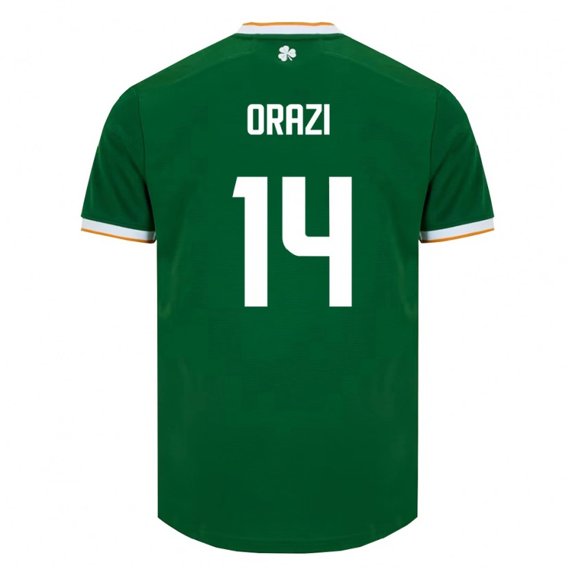 Danxen Niño Camiseta Irlanda Ike Orazi #14 Verde Oscuro Blanco 1ª Equipación 26-28 La Camisa México