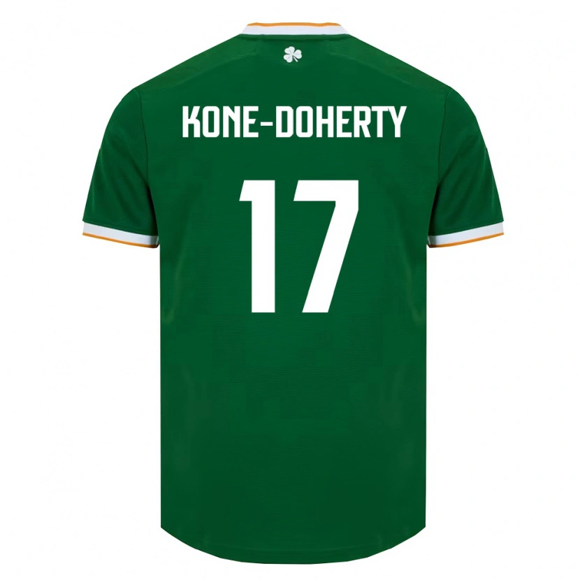 Danxen Niño Camiseta Irlanda Trent Kone-Doherty #17 Verde Oscuro Blanco 1ª Equipación 26-28 La Camisa México