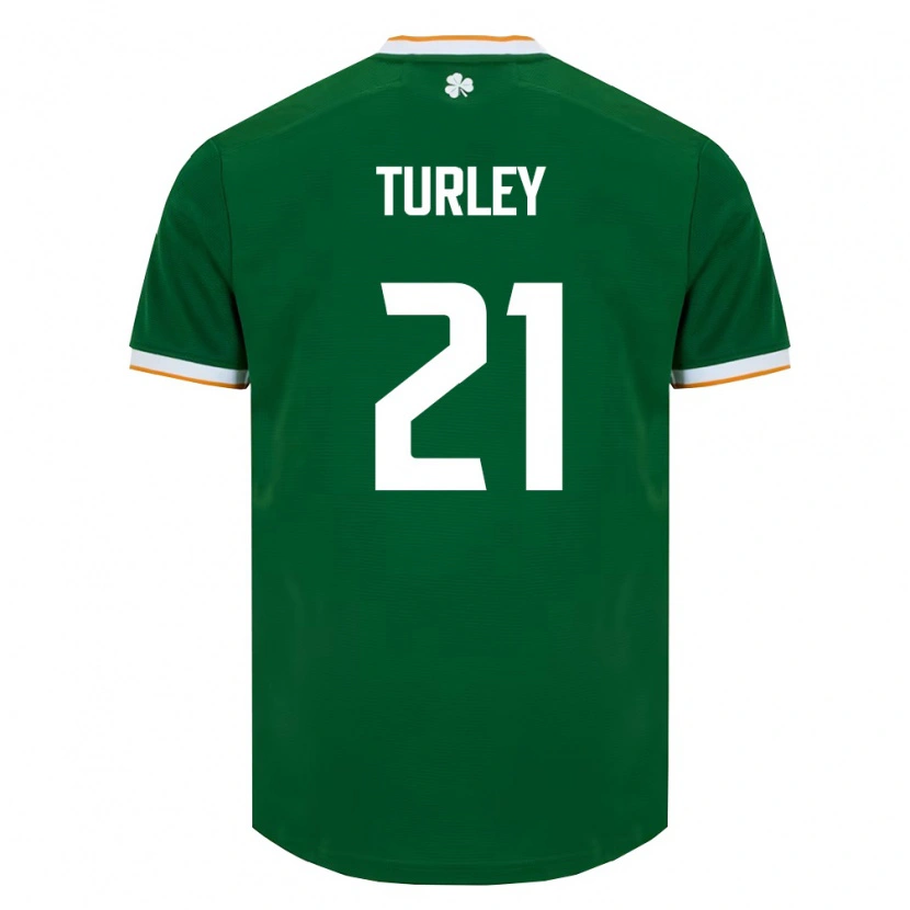Danxen Niño Camiseta Irlanda Freddie Turley #21 Verde Oscuro Blanco 1ª Equipación 26-28 La Camisa México