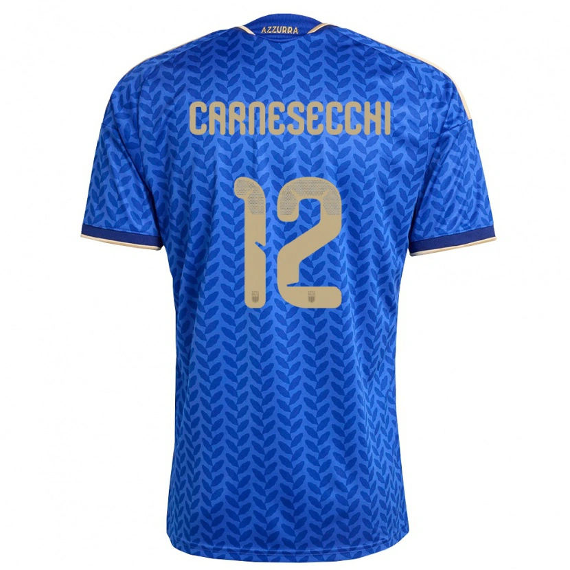 Danxen Niño Camiseta Italia Marco Carnesecchi #12 Azul Marino Oro 1ª Equipación 26-28 La Camisa México