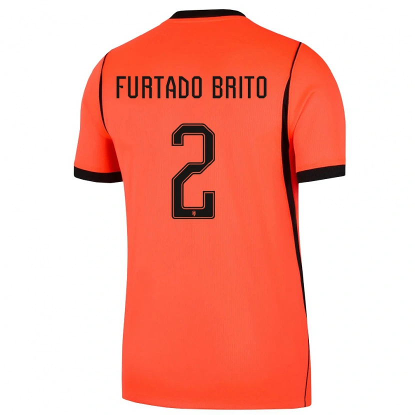Danxen Niño Camiseta Países Bajos Dinaylo Furtado Brito #2 Naranja Negro 1ª Equipación 26-28 La Camisa México