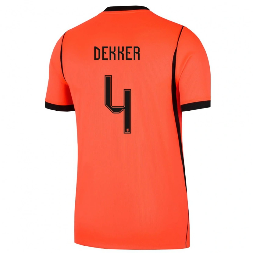 Danxen Niño Camiseta Países Bajos Maxim Dekker #4 Naranja Negro 1ª Equipación 26-28 La Camisa México