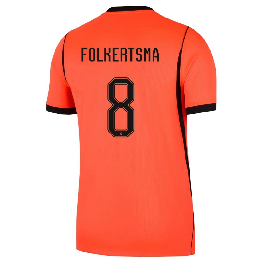 Danxen Niño Camiseta Países Bajos Sisca Folkertsma #8 Naranja Negro 1ª Equipación 26-28 La Camisa México