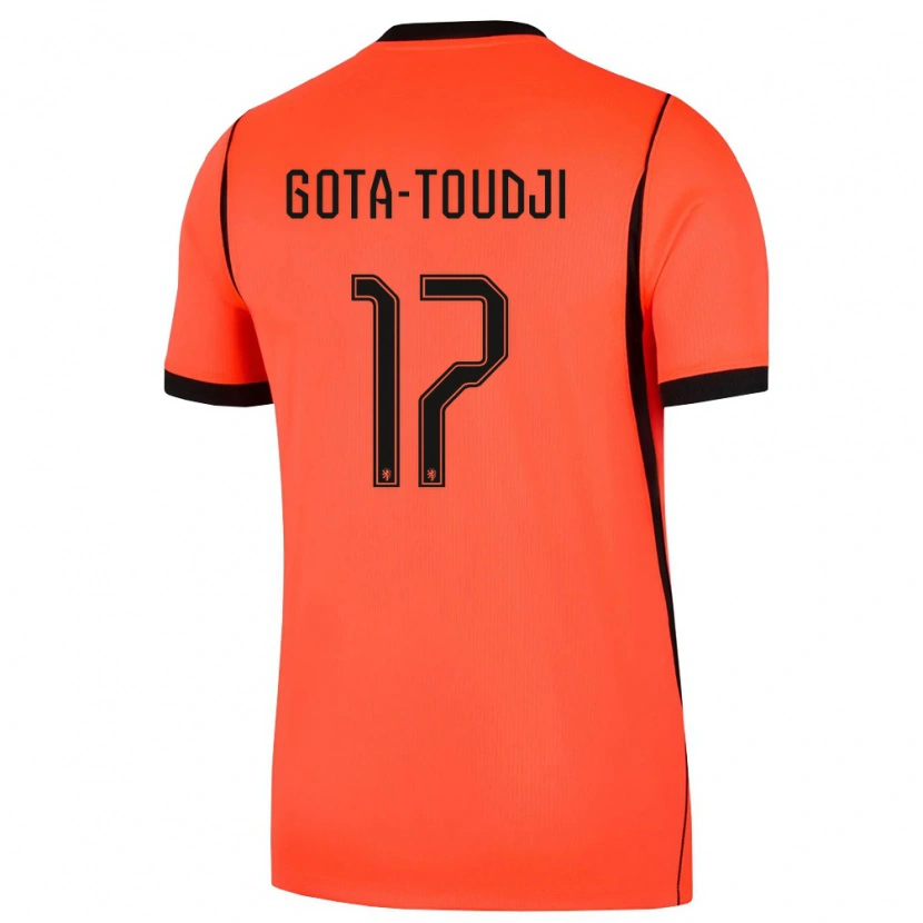 Danxen Niño Camiseta Países Bajos Mawulom Gota-Toudji #17 Naranja Negro 1ª Equipación 26-28 La Camisa México