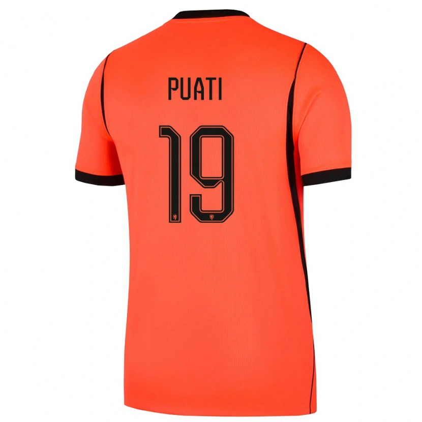 Danxen Niño Camiseta Países Bajos Kelson Puati #19 Naranja Negro 1ª Equipación 26-28 La Camisa México